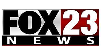 Fox 23 News logo with bold black and red text on a white background. The word FOX is large on the left, 23 is in red on the right, and NEWS is in white letters on a black bar below.
