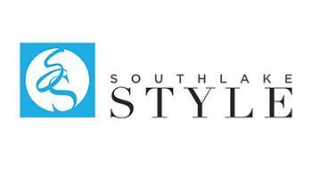 Logo for Southlake Style magazine. On the left, a blue square with a white circle and stylized S inside. To the right, the words SOUTHLAKE STYLE in black uppercase letters on a white background.