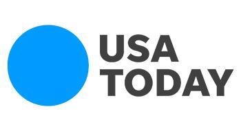 USA TODAY logo featuring a large blue circle to the left of the bold black text USA TODAY on a white background.